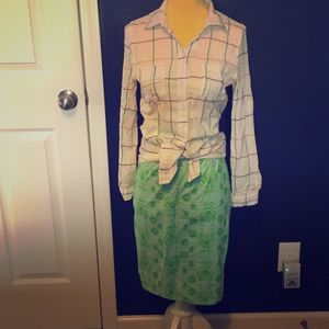 Shabby Apple Green Patterned Pencil Skirt